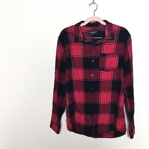 Pacsun Red and Black Buffalo Plaid Button Up Long Sleeve Flannel Shirt Medium